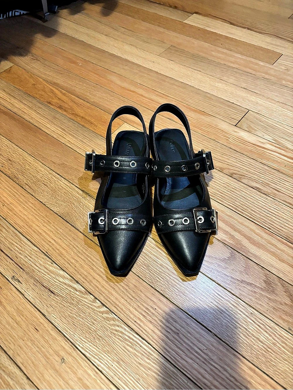 Quince Slingback Flat Black Pointed-Toe Heels